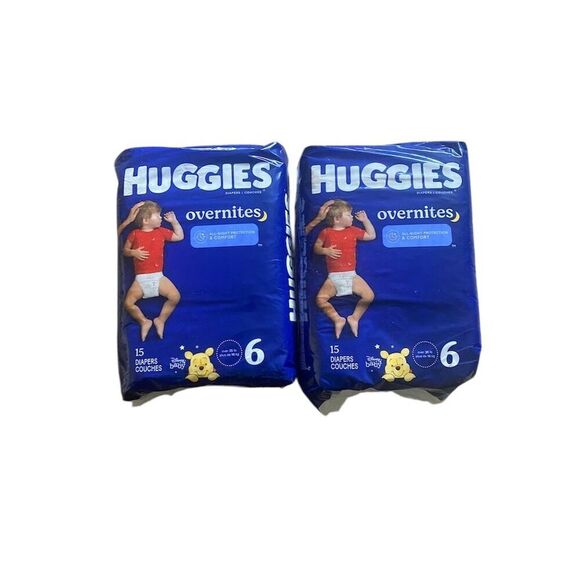 Huggies Overnites Size 6 Baby Diapers 15 Ct Nighttime Protection - Picture 5 of 6